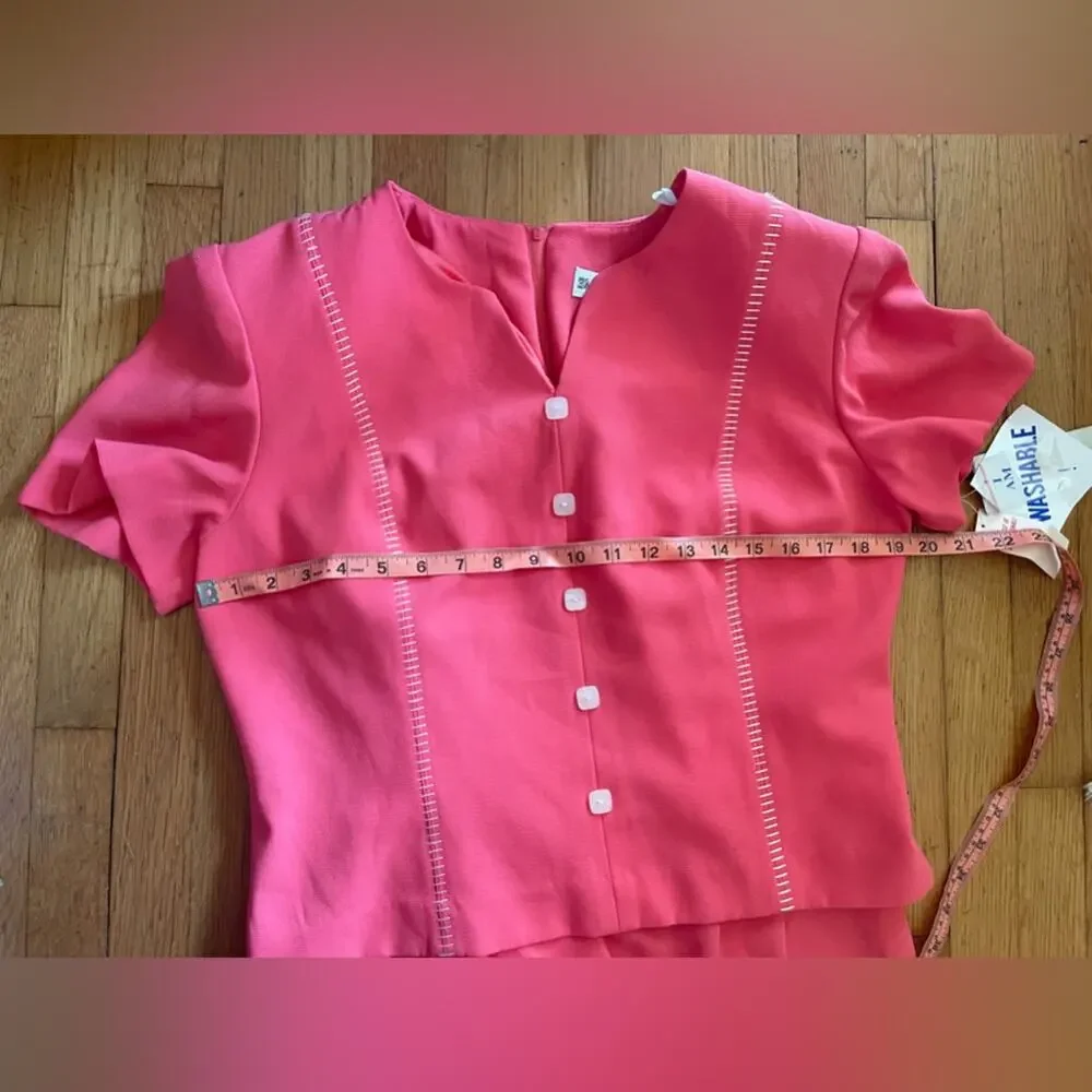 80s Vintage Pink Power Suit Dress - Picture 10 of 12